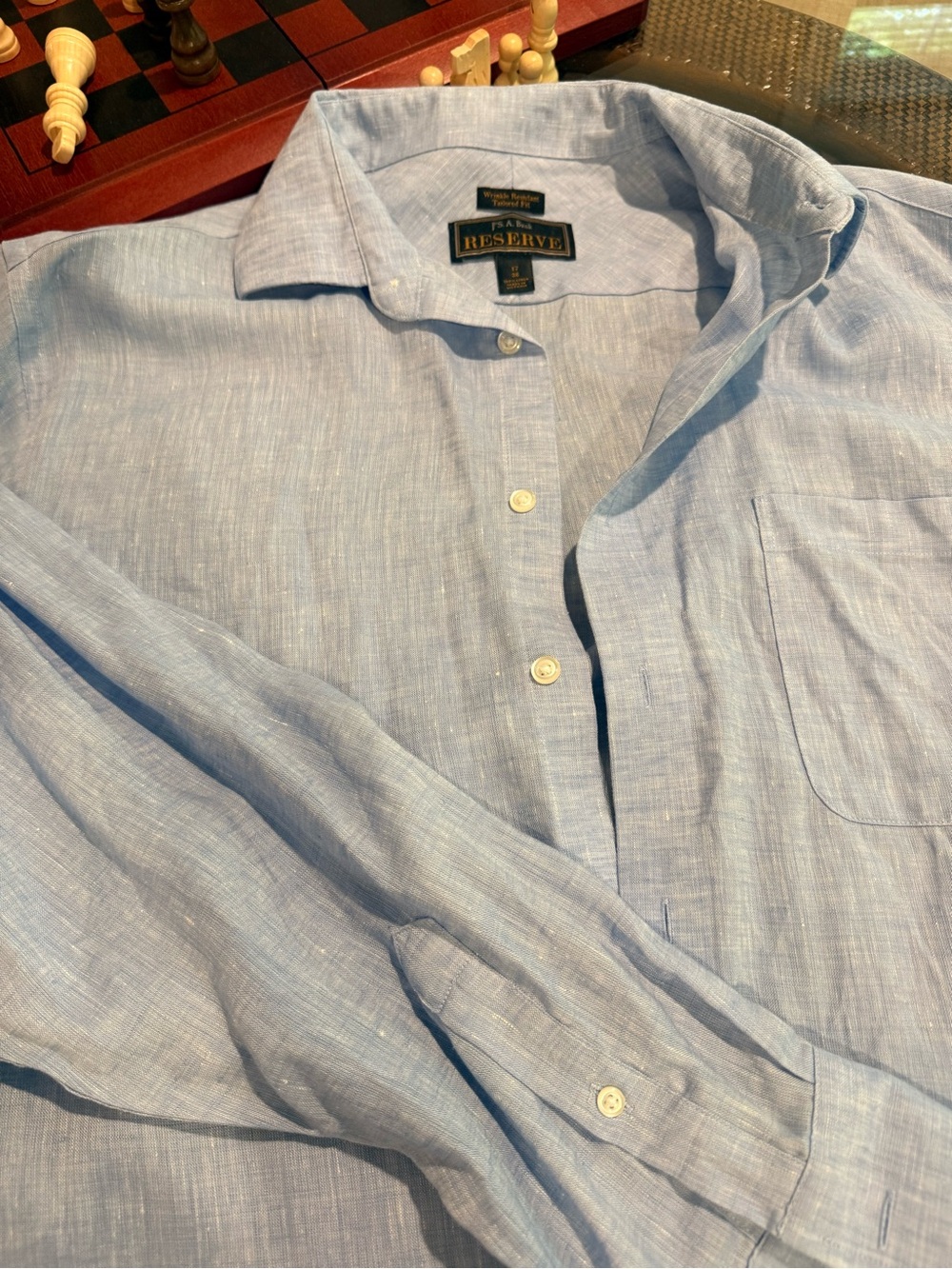 Reserved Light Blue Men's Linen Button-Up Shirt